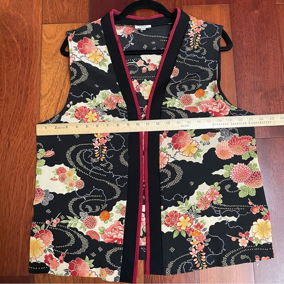 Naturally Petite Asian Floral Vest Artsy Hawaii Oriental Women's Sz L B33 - Picture 10 of 13